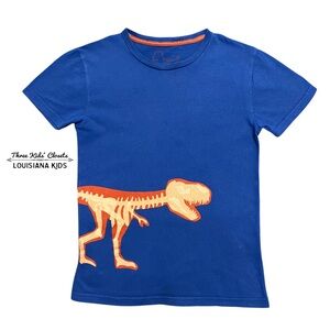 Mini Boden 9-10Y Blue T-Rex Dinosaur Graphic Tee Shirt